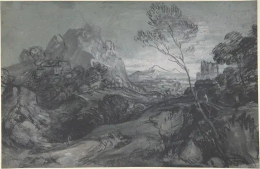 Mountain Landscape with Figures and Buildings by Thomas Gainsborough