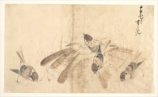 Sparrows by Katsushika Hokusai