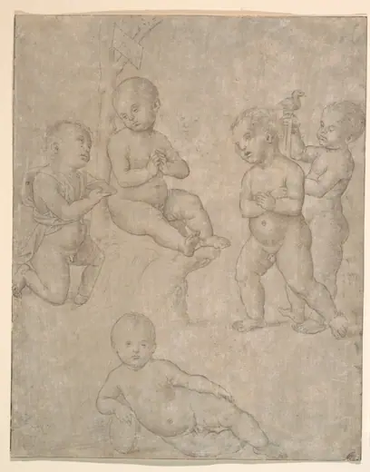 Five Nude Infants in Various Poses by Raphael