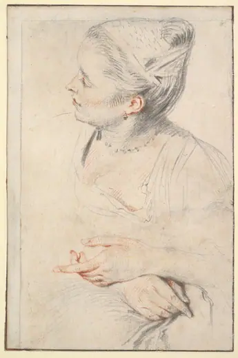 Study of a Woman's Head and Hands by Antoine Watteau